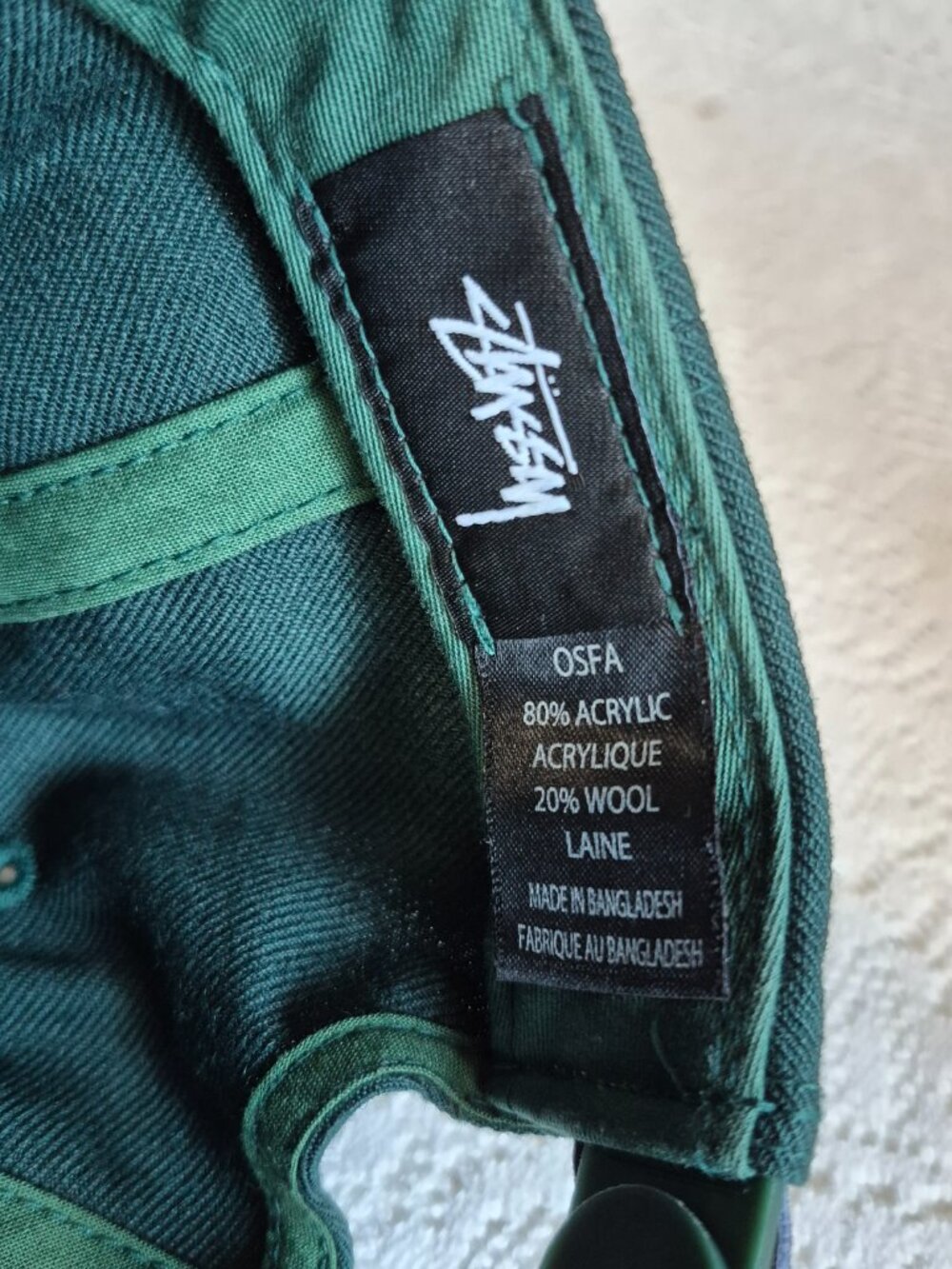 Stussy Embroidered Logo Men's Green Snapback Flat Bill Hat - Picture 6 of 6